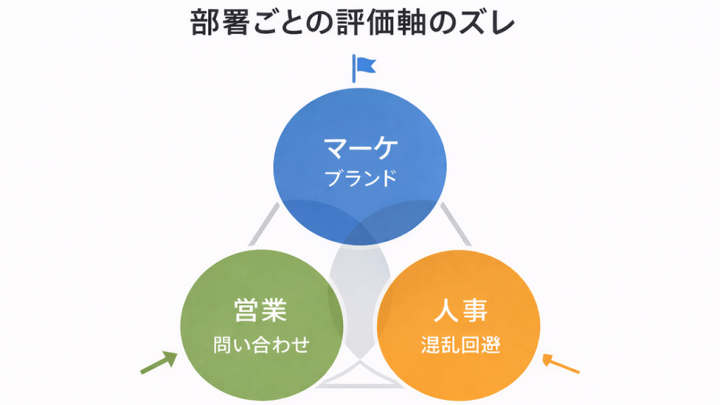 それぞれの部署の方針をベン図でまとめた画像