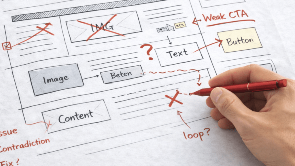 Web制作における各工程のチェックを示した概念図