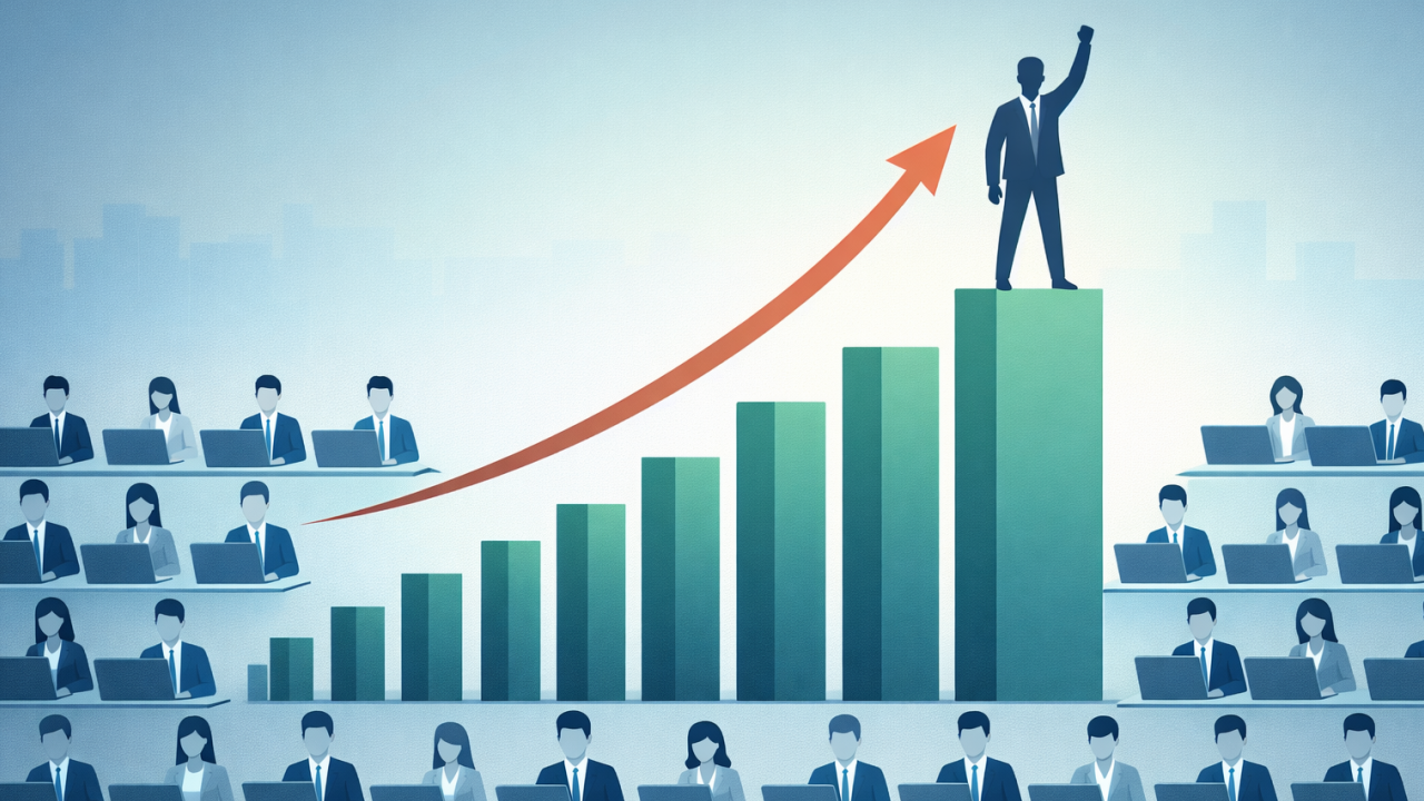 AI普及で成果の差が拡大するイメージ