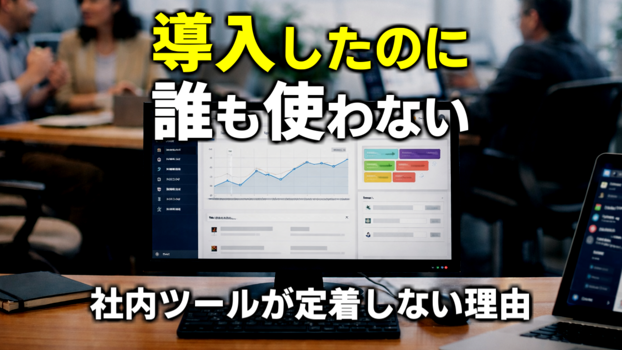 社内ツールが使われないことを解説する記事のアイキャッチ画像