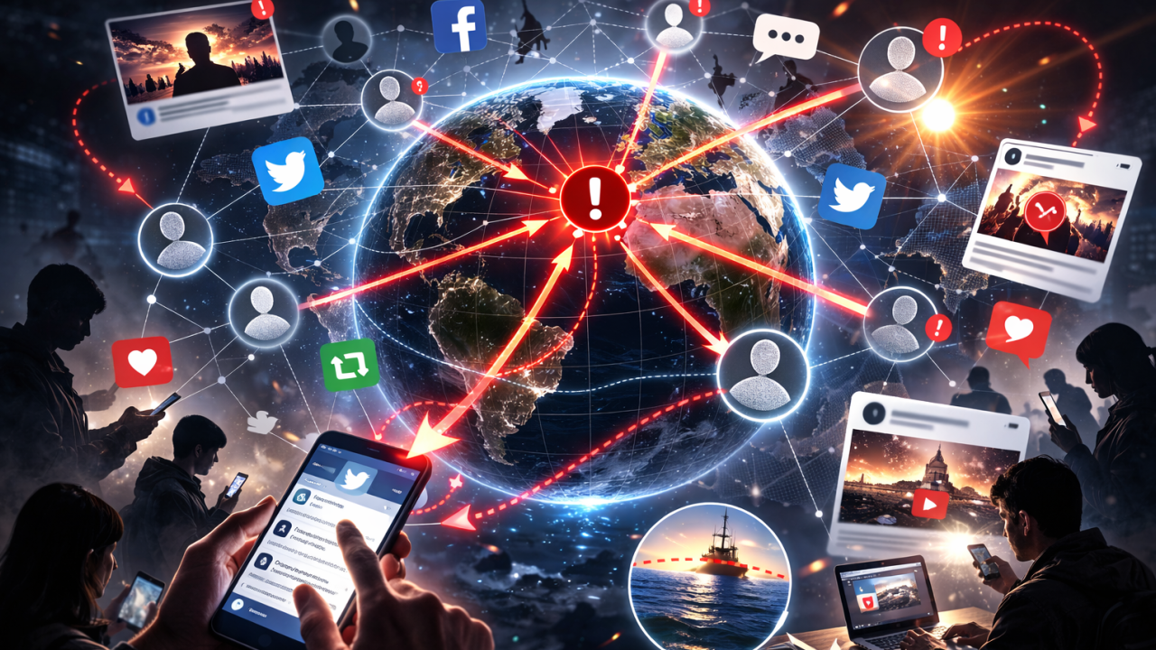 SNSによって情報が一瞬で共有されることを示した図