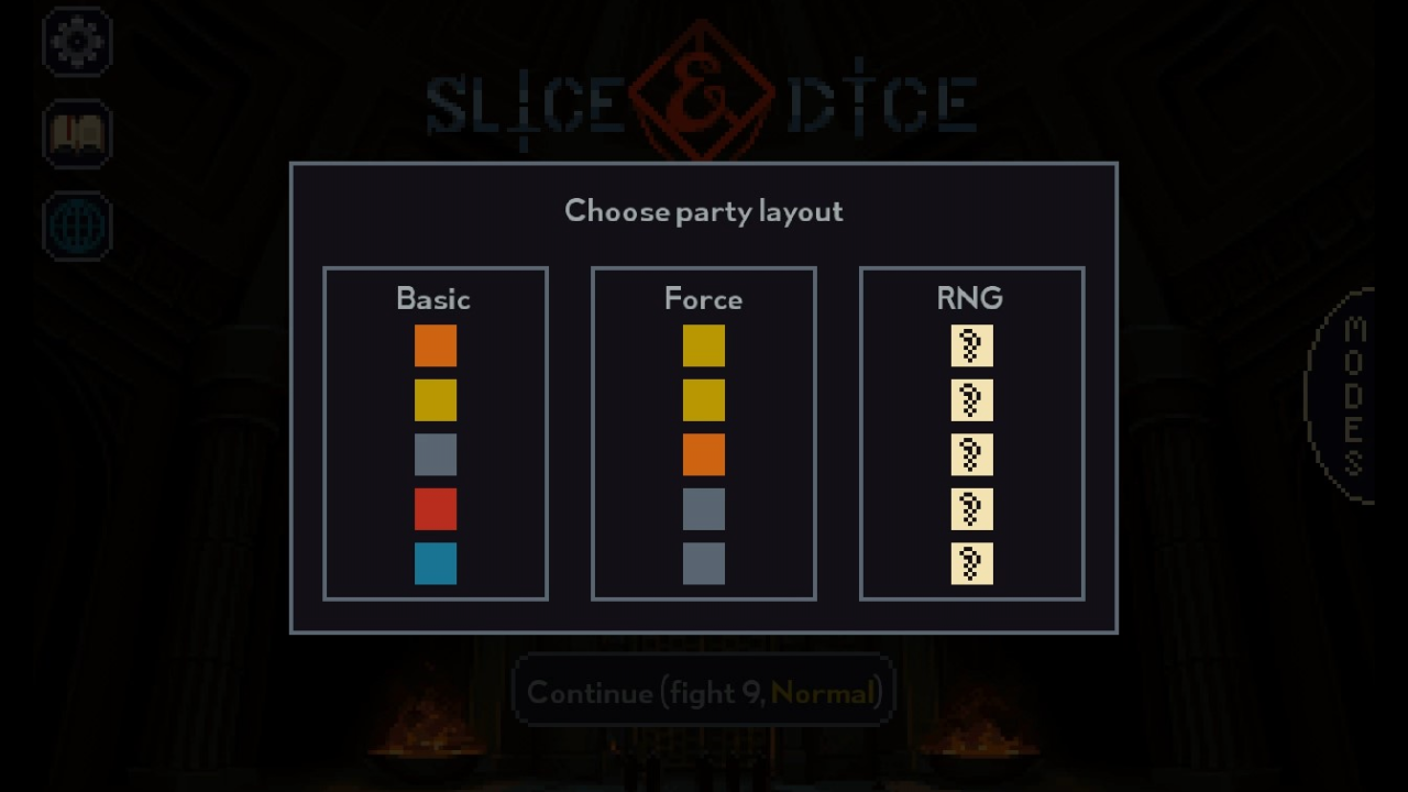 Slice & diceのパーティー編成画面