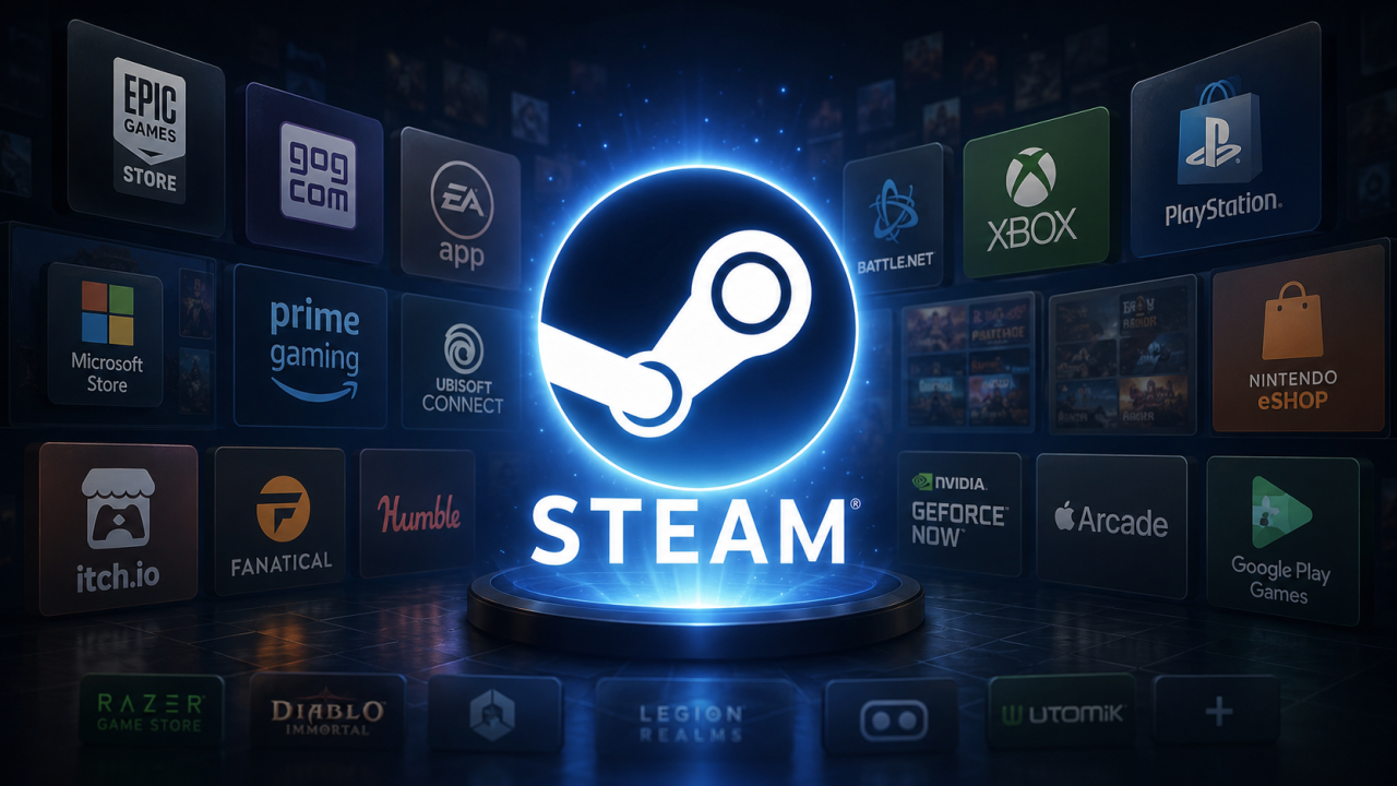 数あるゲームプラットフォームの中でSteamが中心にある図